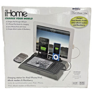 IHome IB969 Charging Station Dock 30-Pin Dual USB Multi-Device IPad IPhone IPod